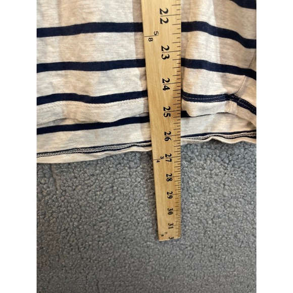 Coldwater‎ Creek Top Womens Size XL  Striped Blue Beige Beaded Anchor - Picture 4 of 6
